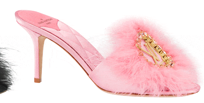 Louis vuitton pink fluffy heels outlet