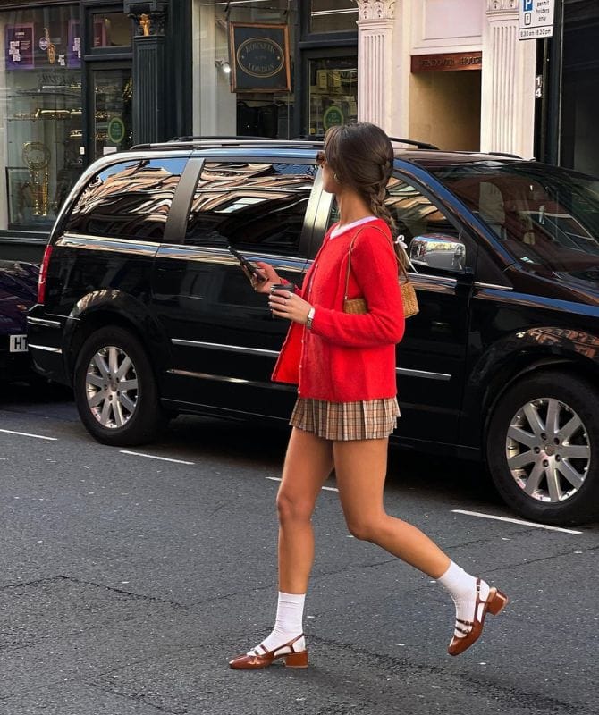 red cardigan trend