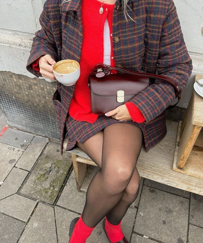 red cardigan trend